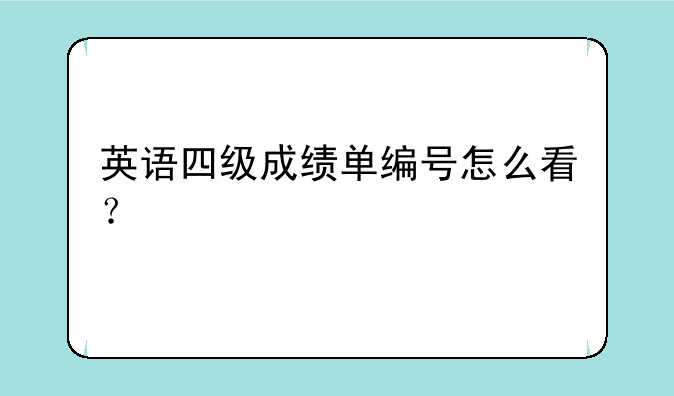 英语四级成绩单编号怎么看？