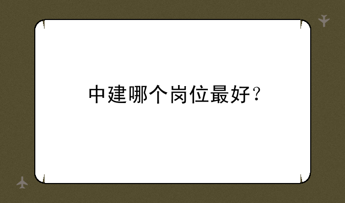 中建哪个岗位最好？