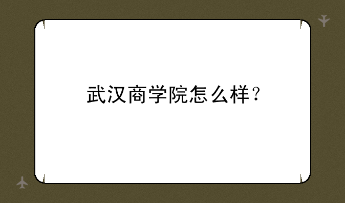 武汉商学院怎么样？