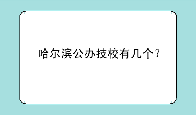 哈尔滨公办技校有几个？
