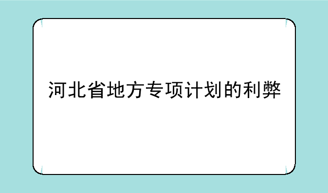 河北省地方专项计划的利弊