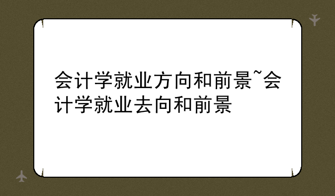 会计学就业方向和前景~会计学就业去向和前景