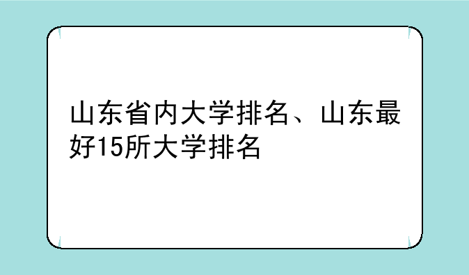 山东省内大学排名、山东最好15所大学排名