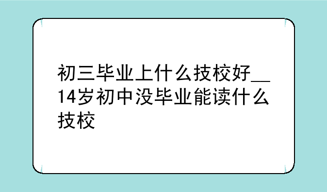 初三毕业上什么技校好__14岁初中没毕业能读什么技校